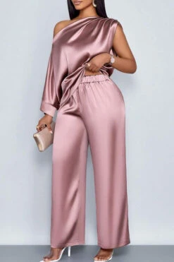 Elegant Satin Oblique Neck Top & Pants Set 14 Elegant Satin Oblique Neck Top & Pants Set -Acorpstyle XTO0204 PI 4