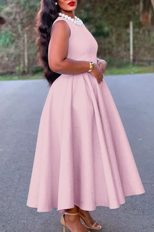 Elegant Boat Neck Sleeveless Swing Dress 9 Elegant Boat Neck Sleeveless Swing Dress - Image 9