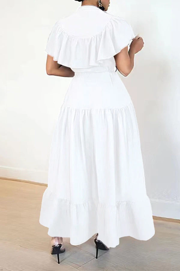 Button Front Ruffle Hem Stylish Dress 5 Button Front Ruffle Hem Stylish Dress - Image 5