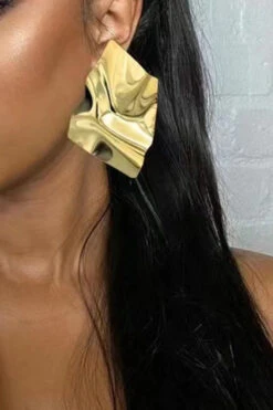 Personalized Metal Irregular Glossy Earrings -Acorpstyle XTQ0185 GO 1