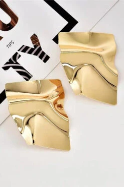 Personalized Metal Irregular Glossy Earrings -Acorpstyle XTQ0185 GO 2