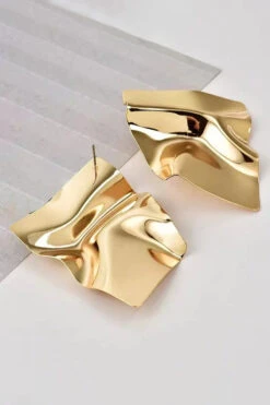 Personalized Metal Irregular Glossy Earrings -Acorpstyle XTQ0185 GO 3