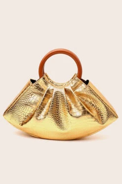 Evening Pleated Solid Wood Handbag* 18 Evening Pleated Solid Wood Handbag* -Acorpstyle XTQ0259 GO 1