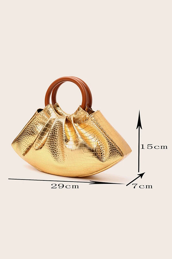 Evening Pleated Solid Wood Handbag* 9 Evening Pleated Solid Wood Handbag* - Image 9