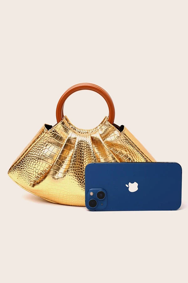 Evening Pleated Solid Wood Handbag* 10 Evening Pleated Solid Wood Handbag* - Image 10