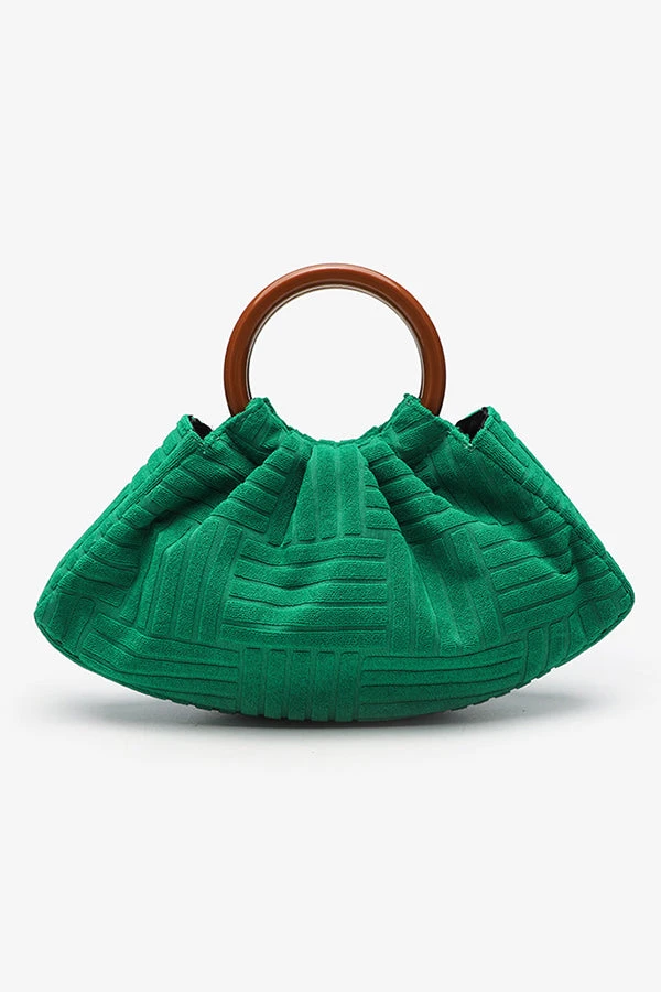 Evening Pleated Solid Wood Handbag* 3 Evening Pleated Solid Wood Handbag* - Image 3