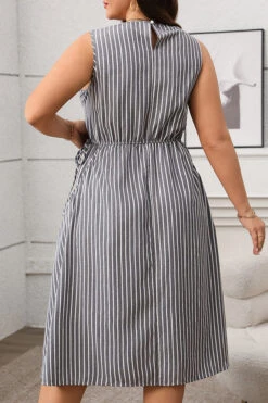 Casual Striped Elastic Waist Midi Dress* 13 Casual Striped Elastic Waist Midi Dress* -Acorpstyle XTQ0263 AS 4