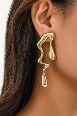 Stylish Liquid Metal Irregular Earrings -Acorpstyle XTS0018 GO 1