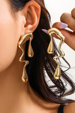 Stylish Liquid Metal Irregular Earrings -Acorpstyle XTS0018 GO 2