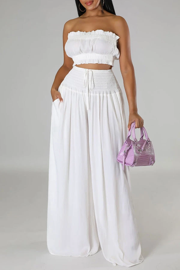 Stylish Shirred Tube Top & Pants Set 4 Stylish Shirred Tube Top & Pants Set - Image 4