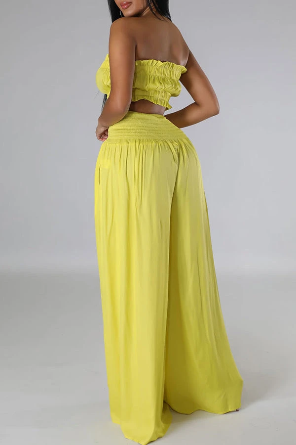 Stylish Shirred Tube Top & Pants Set 3 Stylish Shirred Tube Top & Pants Set - Image 3