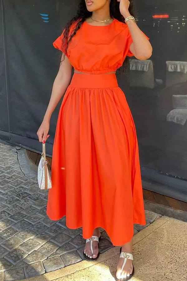 Casual Lantern Sleeve Top & Skirt Set 2 Casual Lantern Sleeve Top & Skirt Set - Image 2