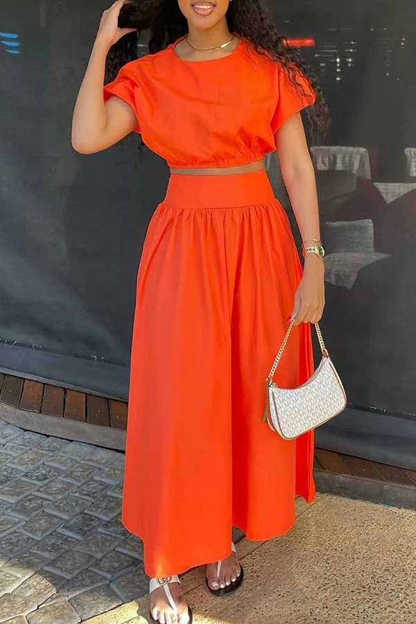 Casual Lantern Sleeve Top & Skirt Set 3 Casual Lantern Sleeve Top & Skirt Set - Image 3