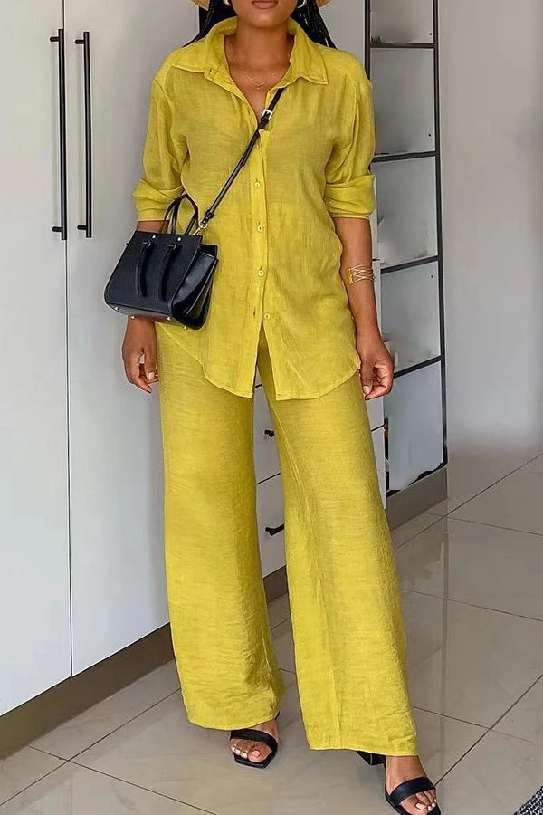 Solid Color Shirt & Pants Set 2 Solid Color Shirt & Pants Set - Image 2