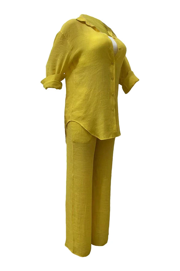 Solid Color Shirt & Pants Set 3 Solid Color Shirt & Pants Set - Image 3