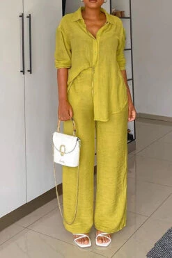 Solid Color Shirt & Pants Set 13 Solid Color Shirt & Pants Set -Acorpstyle XTU0043 YE 6