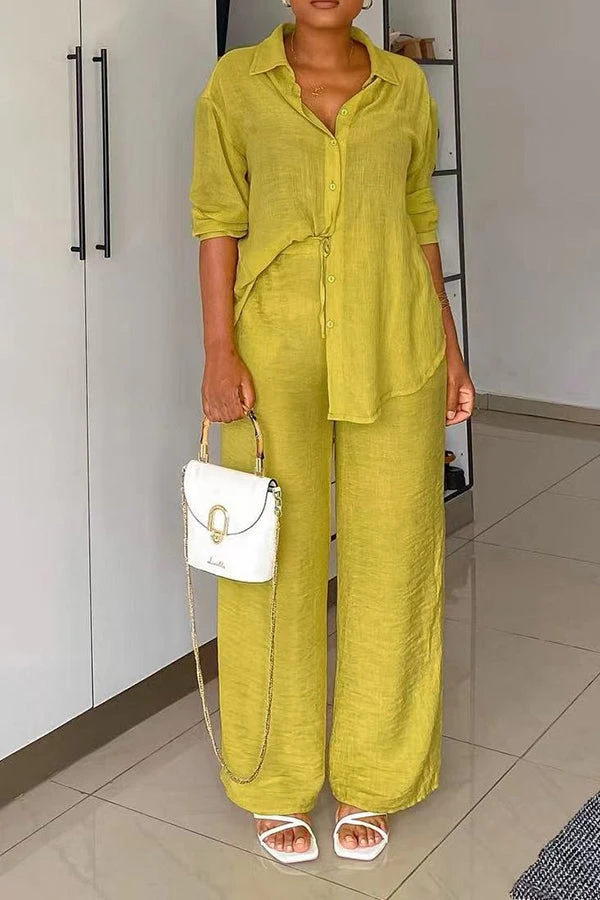 Solid Color Shirt & Pants Set 6 Solid Color Shirt & Pants Set - Image 6