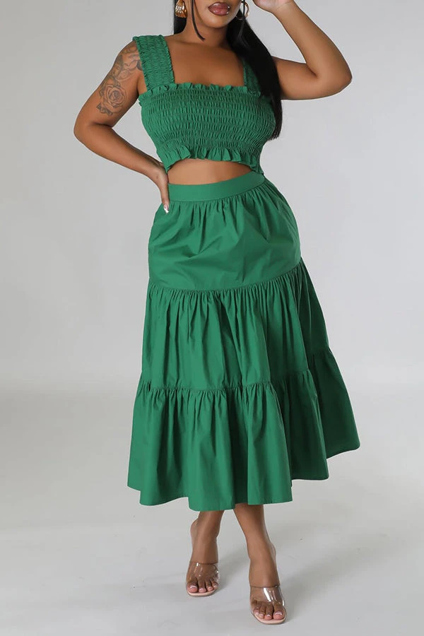 Fashionable Bust Wrap & Solid Color Skirt Set 5 Fashionable Bust Wrap & Solid Color Skirt Set - Image 5