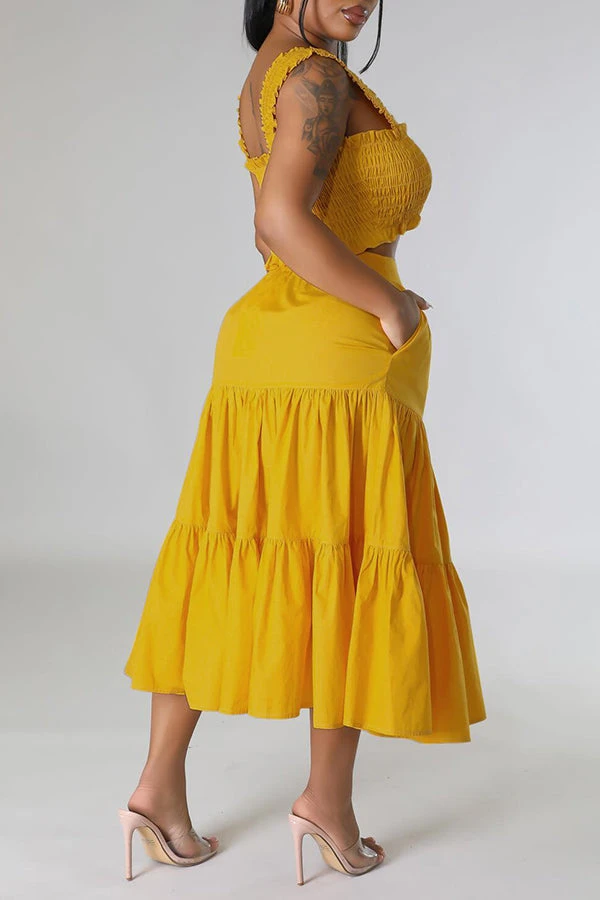 Fashionable Bust Wrap & Solid Color Skirt Set 2 Fashionable Bust Wrap & Solid Color Skirt Set - Image 2