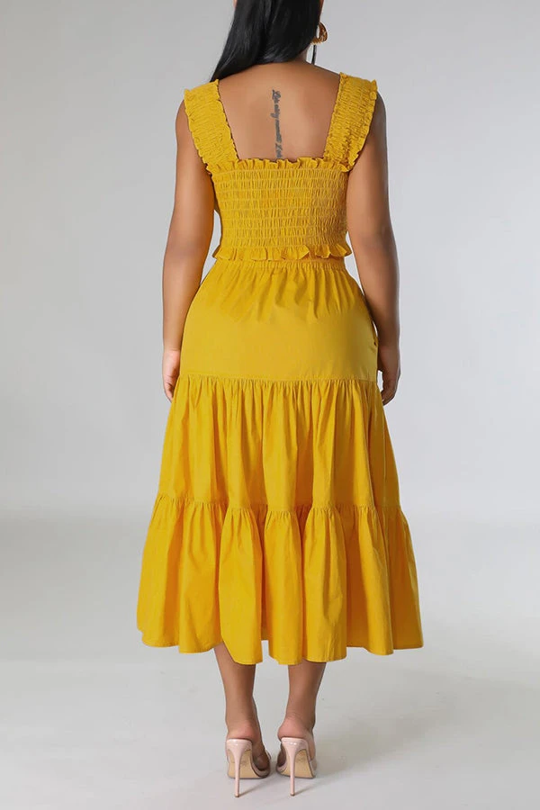 Fashionable Bust Wrap & Solid Color Skirt Set 3 Fashionable Bust Wrap & Solid Color Skirt Set - Image 3