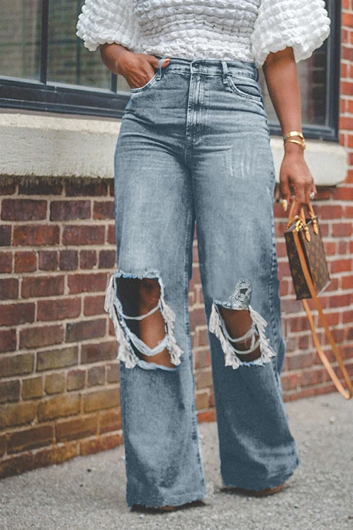 Stylish Distressed High Waisted Jeans 1 Stylish Distressed High Waisted Jeans