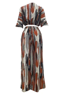 V-Neck Irregular Striped Printed Top & Pants Set 15 V-Neck Irregular Striped Printed Top & Pants Set -Acorpstyle XTU0258 RT 5