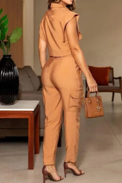 Commuting Lapel Top & Pants Set 8 Commuting Lapel Top & Pants Set -Acorpstyle XTU0319 OR 3