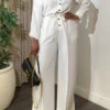 Solid Color Lapel Lace Up Wide Leg Jumpsuit