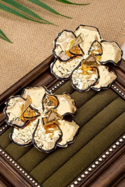 Holiday Style Oil Drop Metal Exaggerated Enamel Floral Earrings* -Acorpstyle XTU0924 BK 2