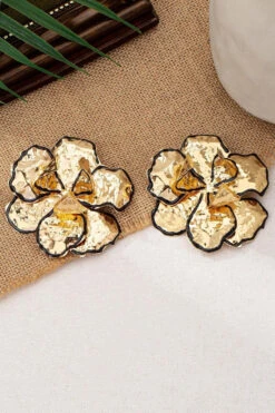 Holiday Style Oil Drop Metal Exaggerated Enamel Floral Earrings* -Acorpstyle XTU0924 BK 3