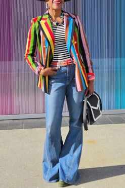 Stylish Striped Colorful Double Breasted Blazer & Skirt Set -Acorpstyle XTX1622 RT 7 d74b2529 adb1 4cae a92b 63384228cb5c