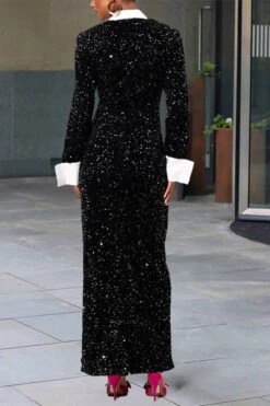 Chic Sequin Panel Shift Maxi Dress 13 Chic Sequin Panel Shift Maxi Dress -Acorpstyle XTX1719 BK 3