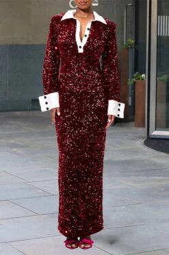 Chic Sequin Panel Shift Maxi Dress 9 Chic Sequin Panel Shift Maxi Dress -Acorpstyle XTX1719 WR 1