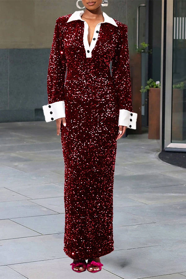 Chic Sequin Panel Shift Maxi Dress 3 Chic Sequin Panel Shift Maxi Dress - Image 3