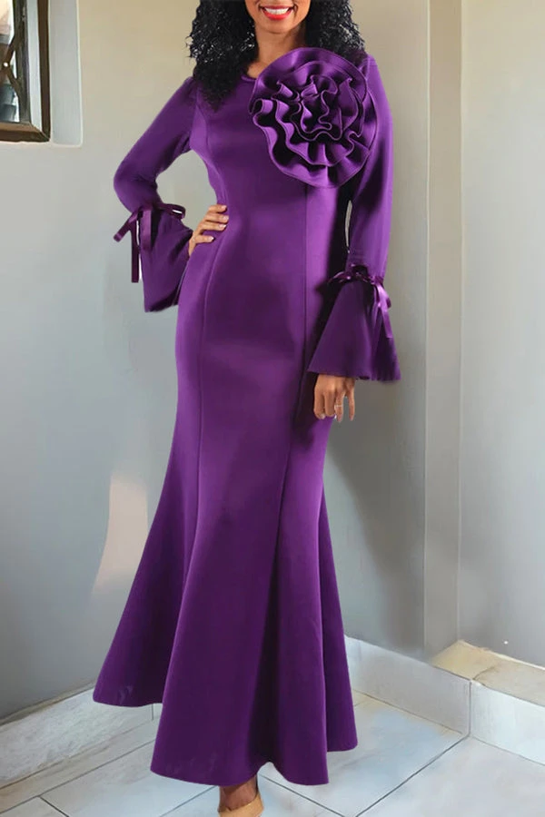 Elegant Three-Dimensional Flower Maxi Dress 2 Elegant Three-Dimensional Flower Maxi Dress - Image 2