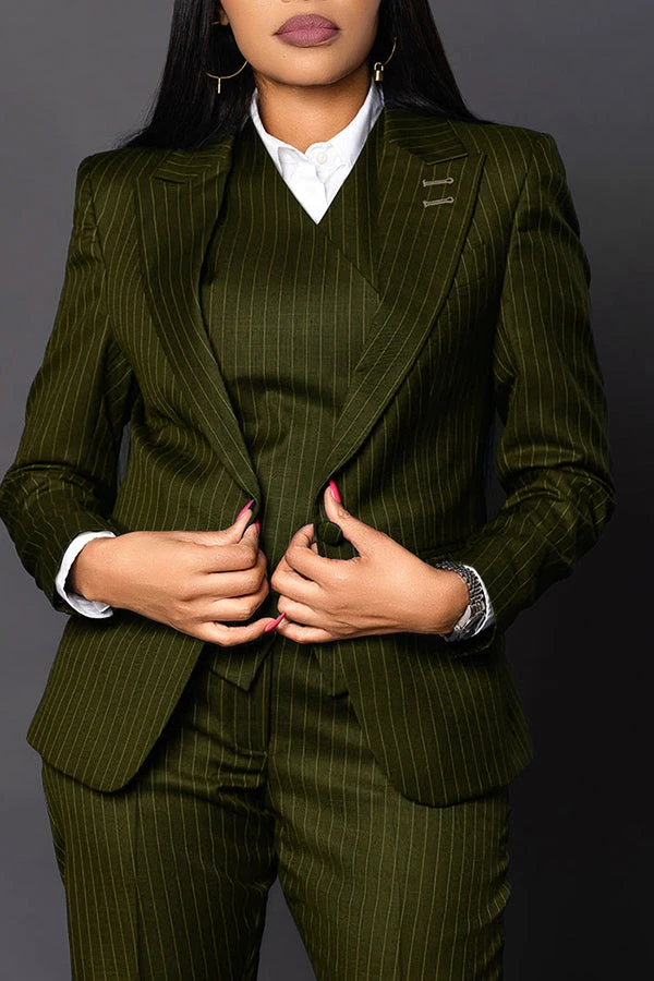 Classic Striped Peak Collar Blazer & Pants Set 6 Classic Striped Peak Collar Blazer & Pants Set - Image 6