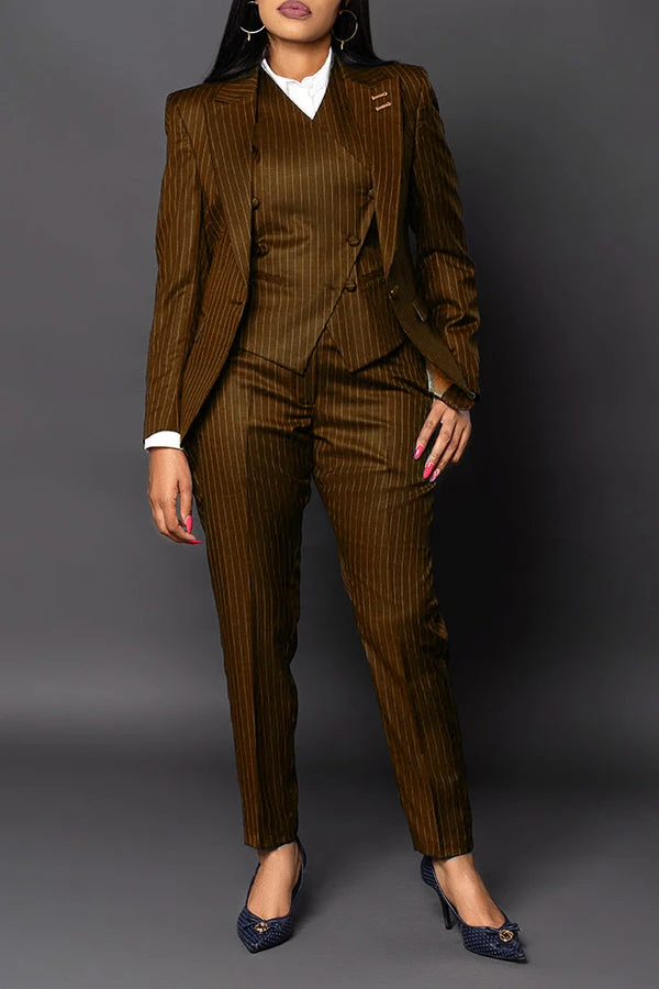 Classic Striped Peak Collar Blazer & Pants Set 7 Classic Striped Peak Collar Blazer & Pants Set - Image 7