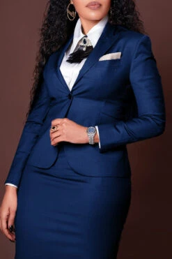 Elegant Peak Collar Solid Blazer & Skirt Set -Acorpstyle XTX1947 NB 4