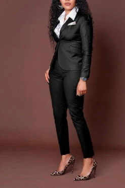 Elegant Decorative Pocket Blazer & Pants Set 22 Elegant Decorative Pocket Blazer & Pants Set -Acorpstyle XTX2140 BK 1