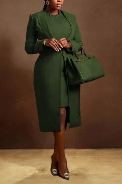 Elegant Solid Longline Blazer & Dress Set 18 Elegant Solid Longline Blazer & Dress Set -Acorpstyle XTX2603 AG 2