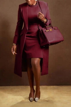 Elegant Solid Longline Blazer & Dress Set 24 Elegant Solid Longline Blazer & Dress Set -Acorpstyle XTX2603 WR 3