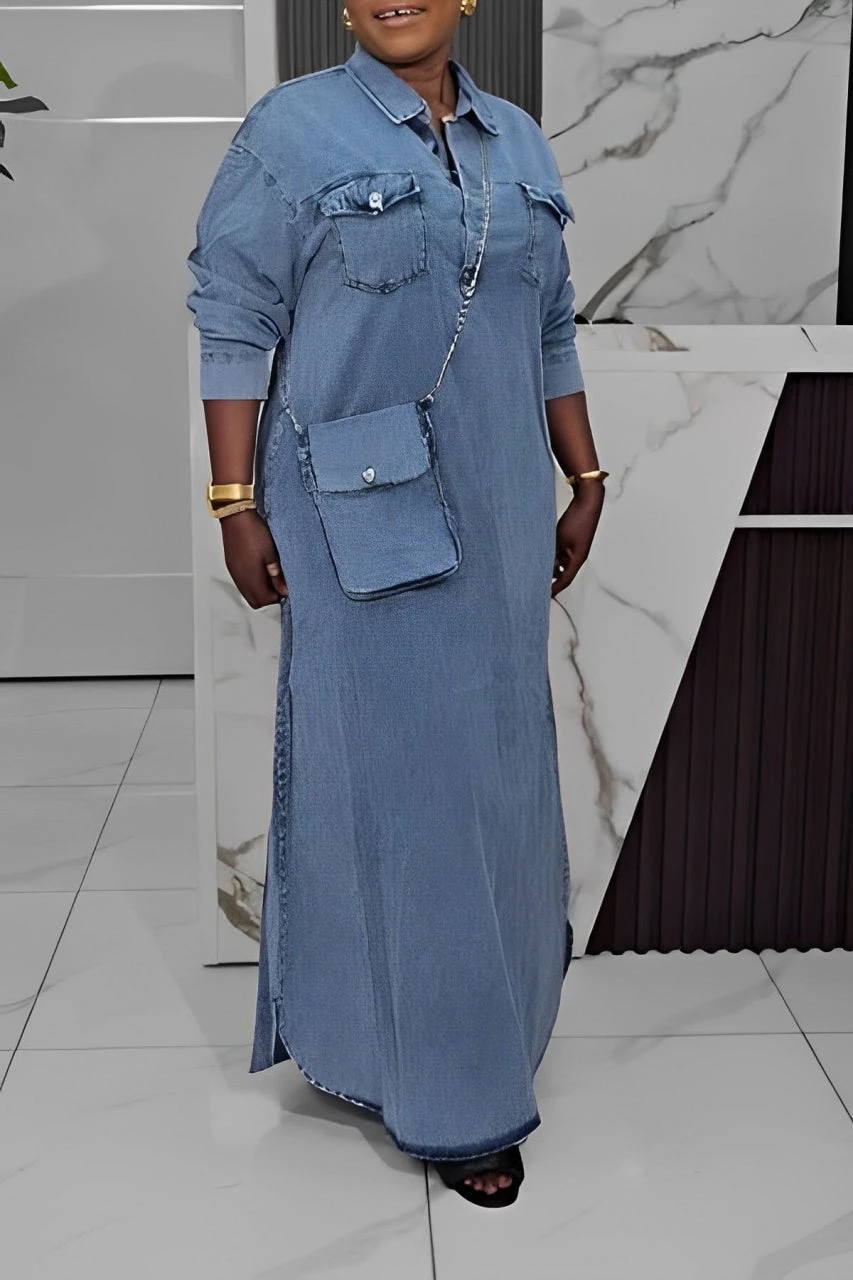 Cozy Loose Denim Maxi Dress 2 Cozy Loose Denim Maxi Dress - Image 2