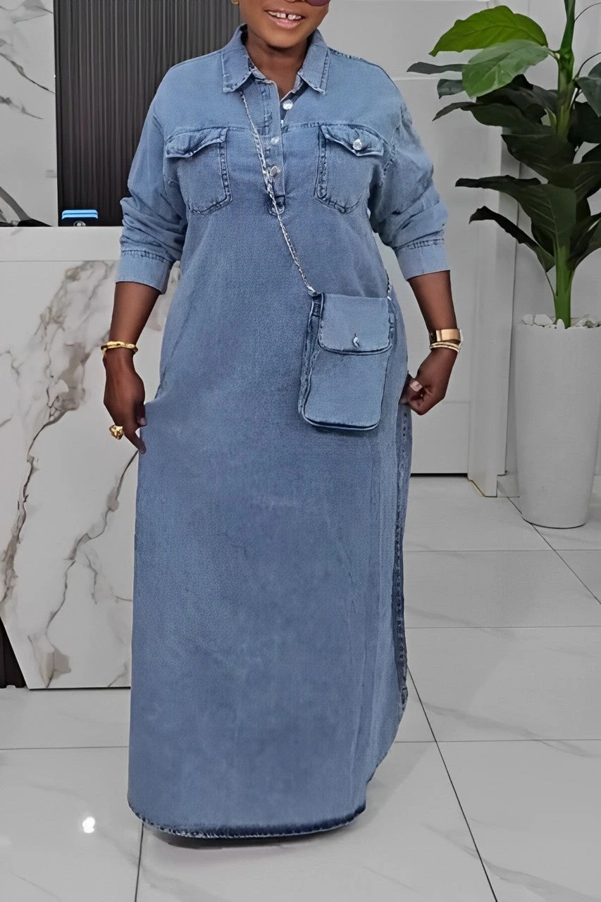 Cozy Loose Denim Maxi Dress 4 Cozy Loose Denim Maxi Dress - Image 4