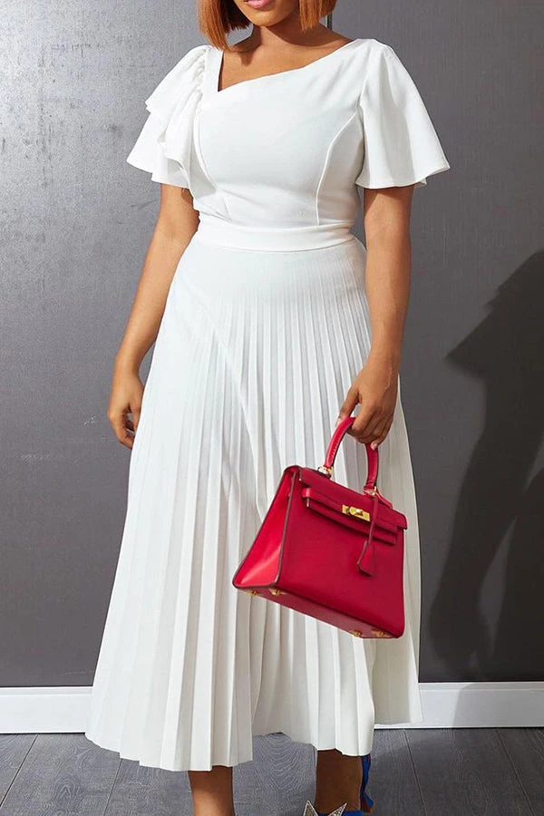 Ruffle Sleeve Pleated Panel Dress 9 Ruffle Sleeve Pleated Panel Dress - Image 9