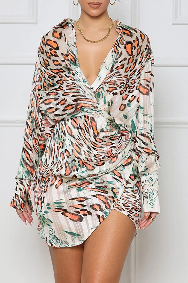 Leopard Print Wrap Shirt Dress 2 Leopard Print Wrap Shirt Dress - Image 2