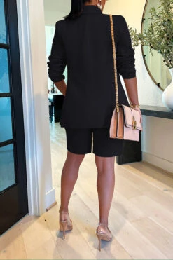 Classy Lapel Blazer & Shorts Set 21 Classy Lapel Blazer & Shorts Set -Acorpstyle XTY3119 BK 2