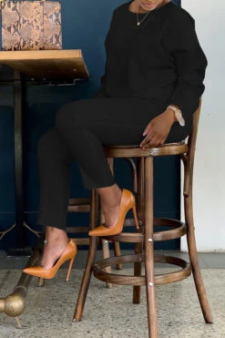 Comfy Chic Shoulder Top & Pants Set 27 Comfy Chic Shoulder Top & Pants Set -Acorpstyle XTY3176 BK 1 20 1