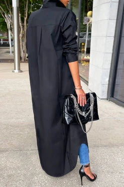 Chic Button Up Classic Shirt Dress 17 Chic Button Up Classic Shirt Dress -Acorpstyle XTY3182 BK 2