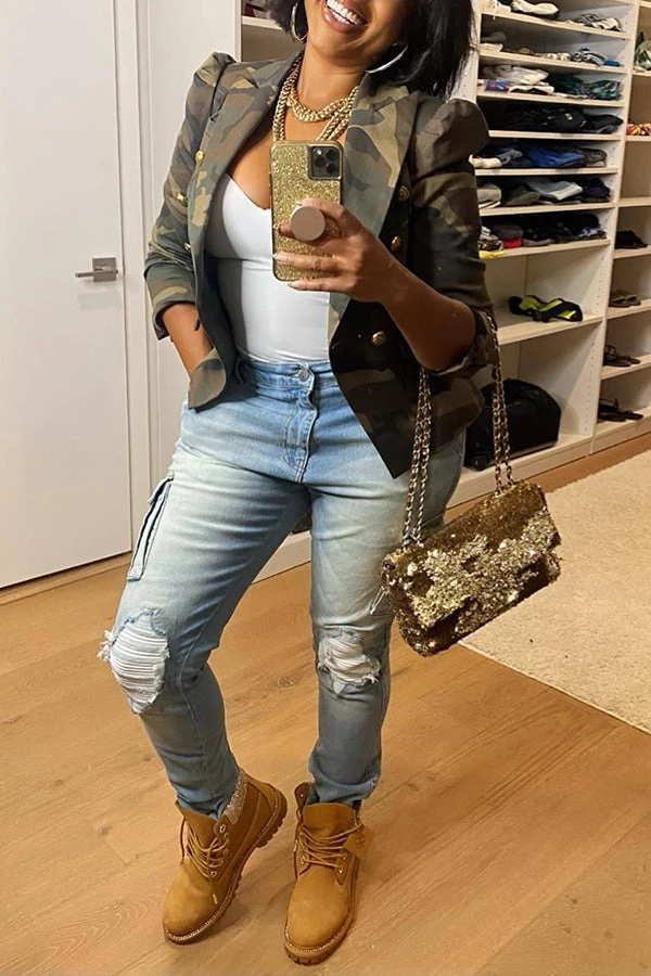 Camo Print Puff Sleeve Crop Blazer 1 Camo Print Puff Sleeve Crop Blazer