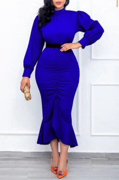 On-trend Fishtail Hem Ruched Dress 13 On-trend Fishtail Hem Ruched Dress -Acorpstyle XTY3902 BL 1